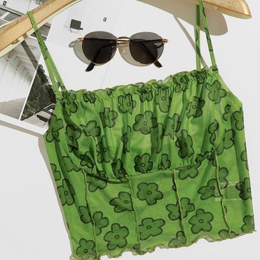 SHEIN Green Floral Two Piece Set